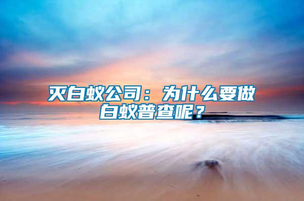 滅白蟻公司：為什么要做白蟻普查呢？
