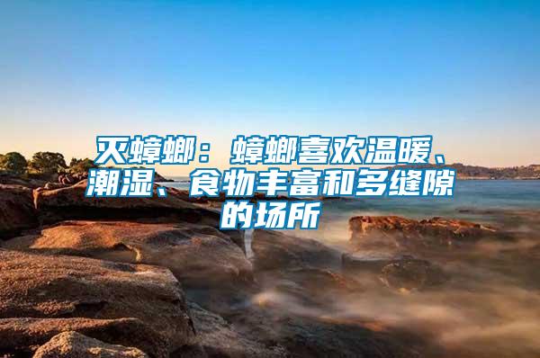 滅蟑螂：蟑螂喜歡溫暖、潮濕、食物豐富和多縫隙的場所