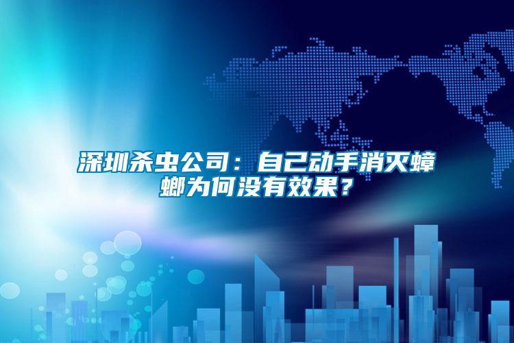 深圳殺蟲公司：自己動手消滅蟑螂為何沒有效果？